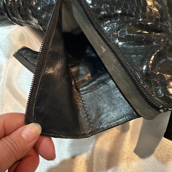 Vintage Y2K Calvin Klein Black Snakeskin Ankle Boots, Size 7M - Picture 11 of 16